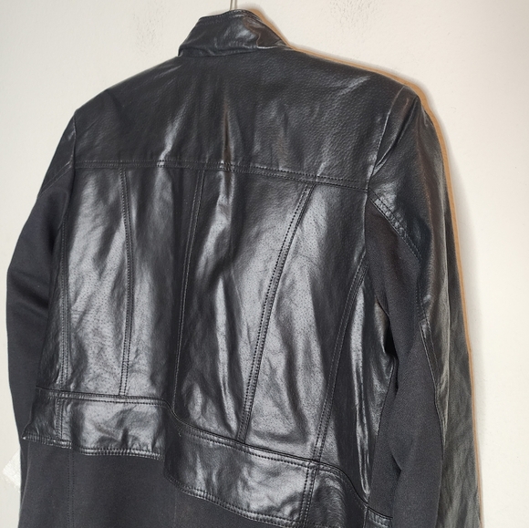 Roamans Genuine Leather Black Jacket Zip Off Hem Women's size 16W New - Picture 5 of 16